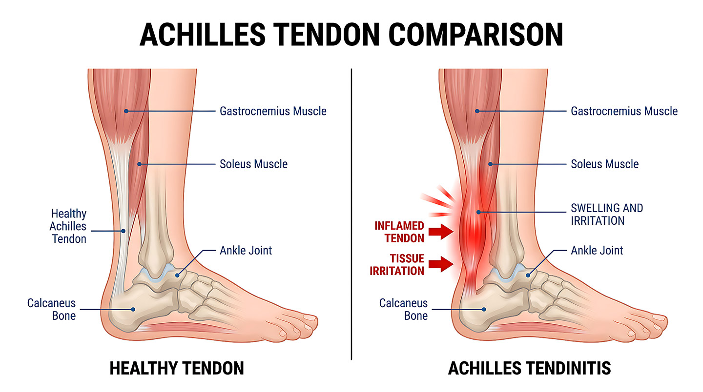 Heel and Achilles pain when walking or running